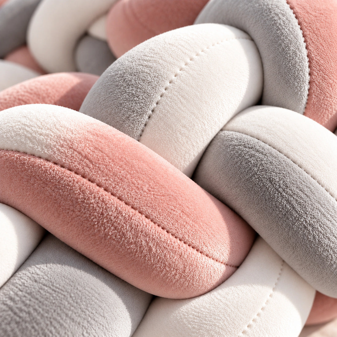 Tour de lit bébé tressé rose, gris et blanc — vue produit 4
