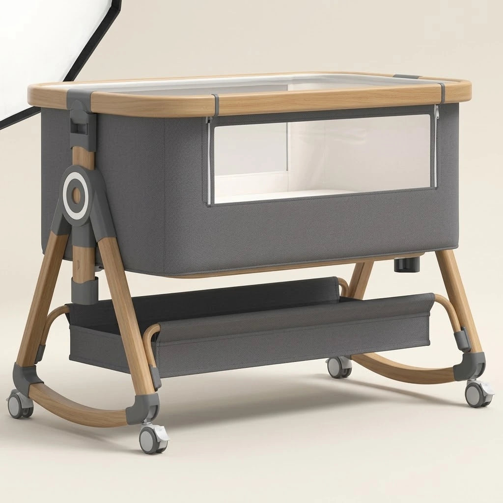 Berceau Cododo 3-en-1 Pliable avec Bascule — Aluminium