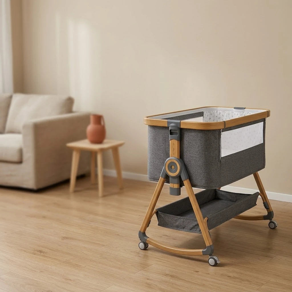 Berceau Cododo 3-en-1 Pliable avec Bascule — Aluminium