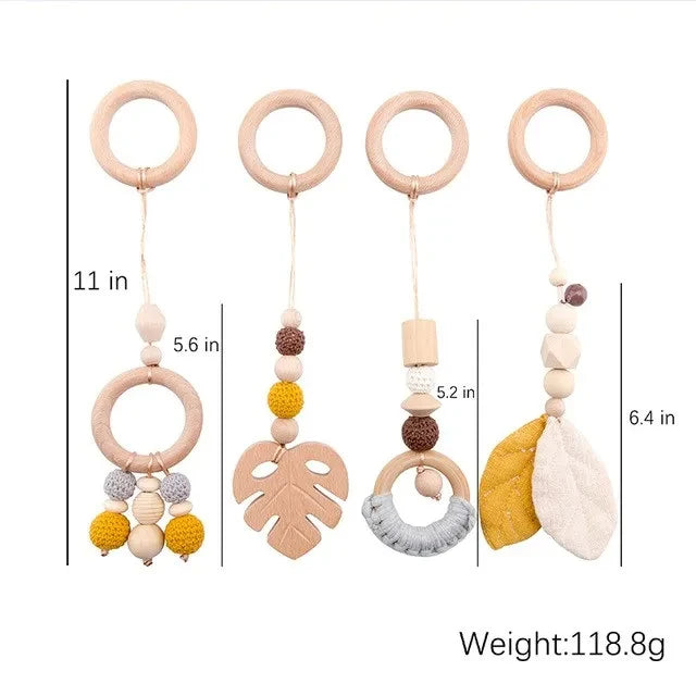 Arche d'Éveil en Bois Pliable pour Bébé, avec Pendentifs