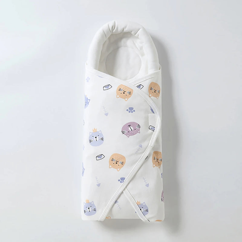 Couverture d'emmaillotage bébé en coton à capuche, motif Chats colorés