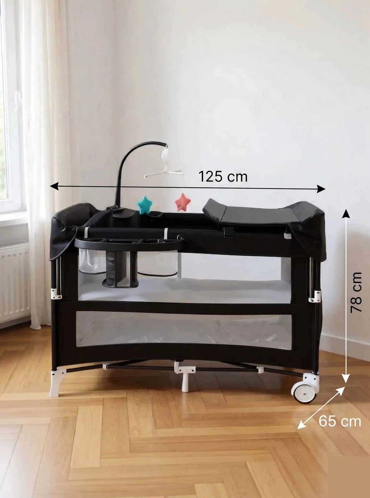Lit Bébé Évolutif 5-en-1 Pliable Métal — 125x65 cm