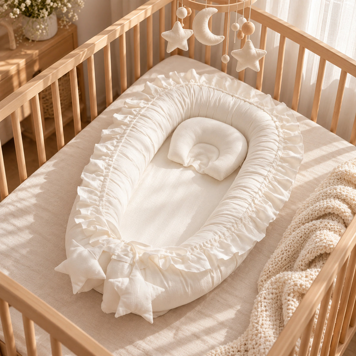 Nid de lit bébé Blanc – vue d’ensemble dans le berceau