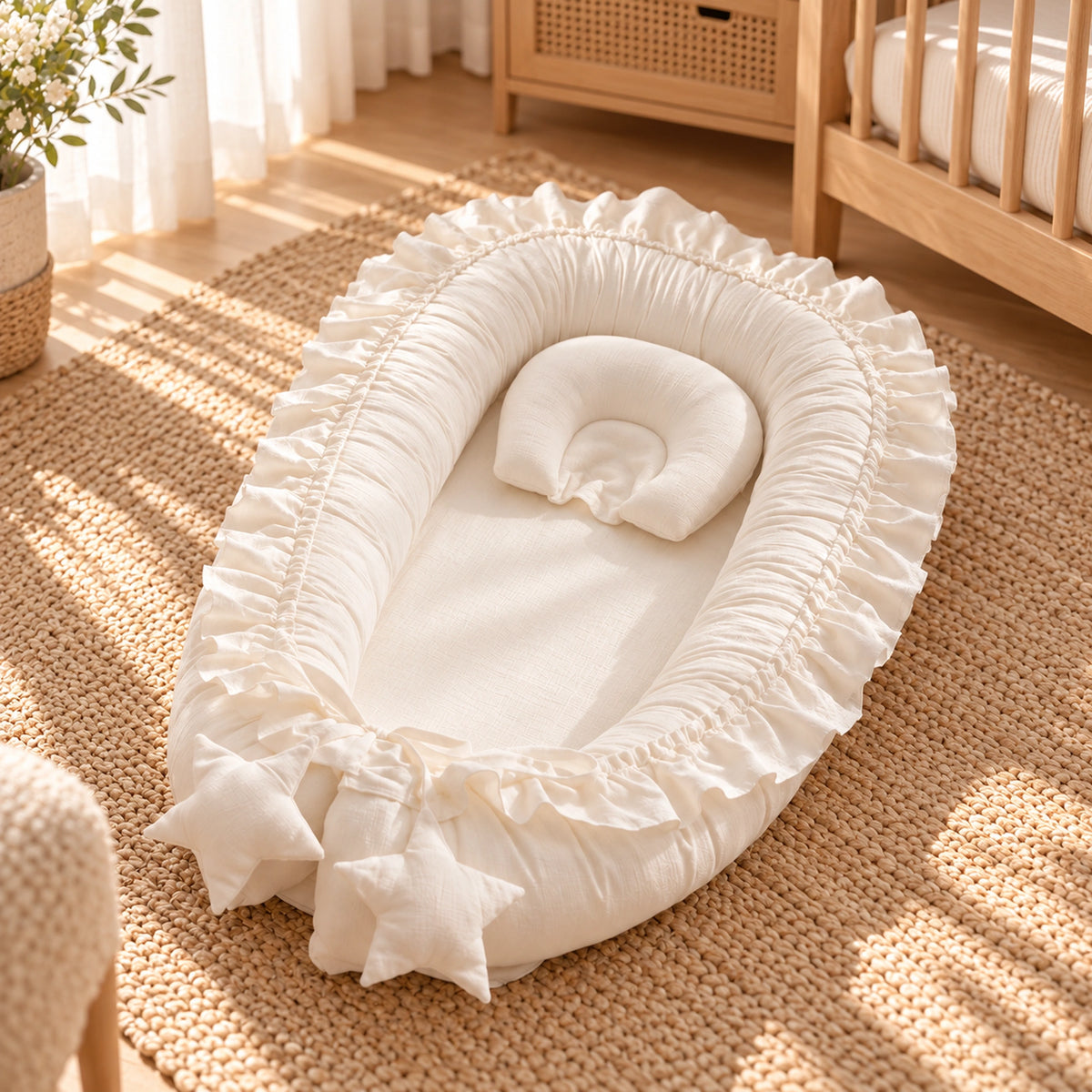 Nid de lit bébé Blanc – ambiance de chambre naturelle