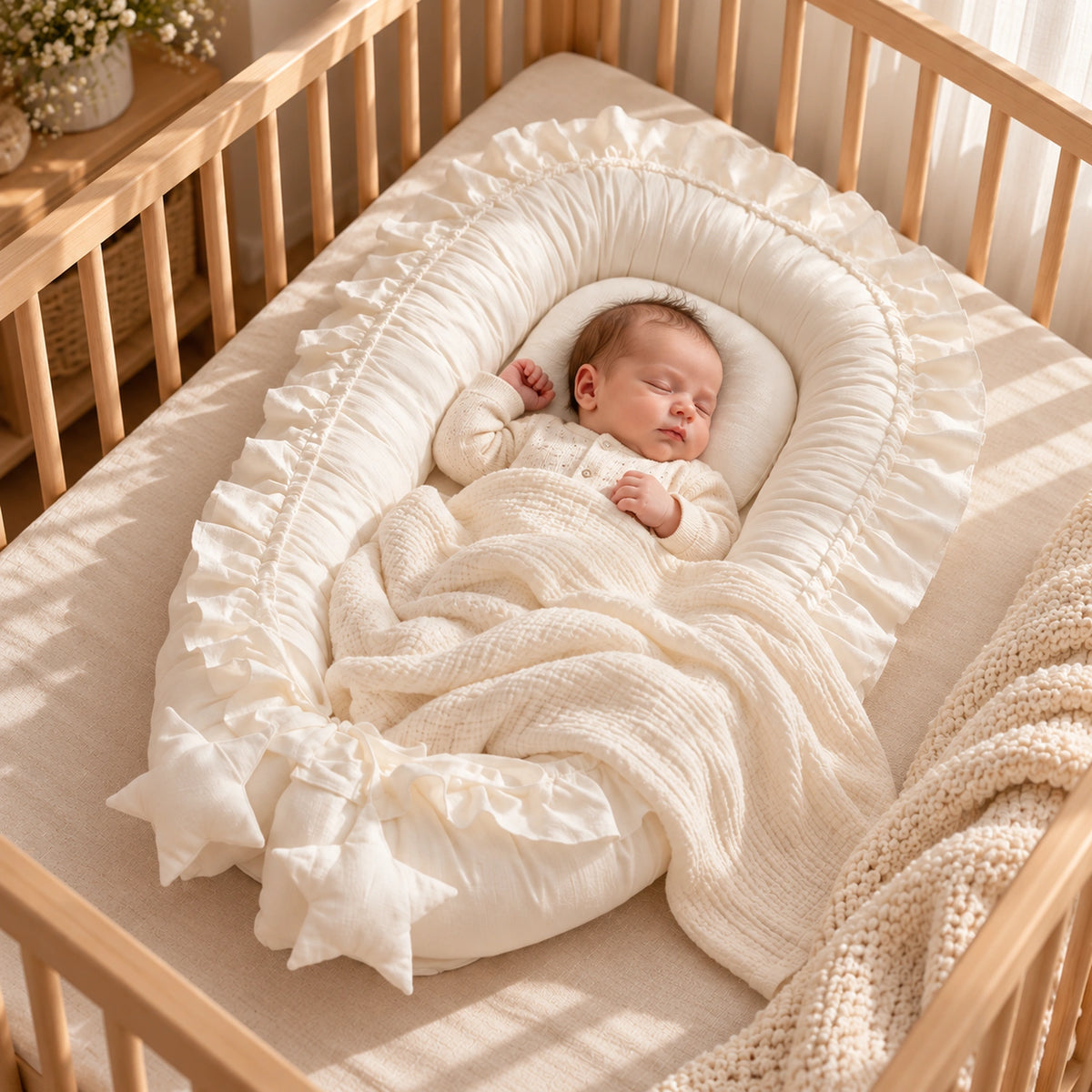 Nid de lit bébé Blanc – bébé endormi