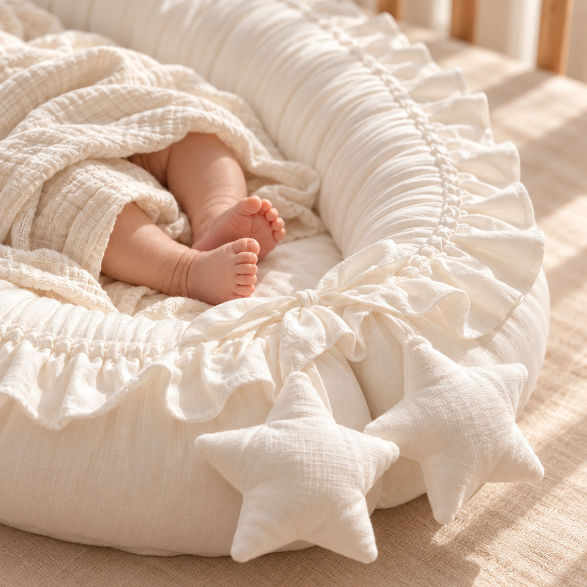 Nid de lit bébé Blanc – détail petits pieds
