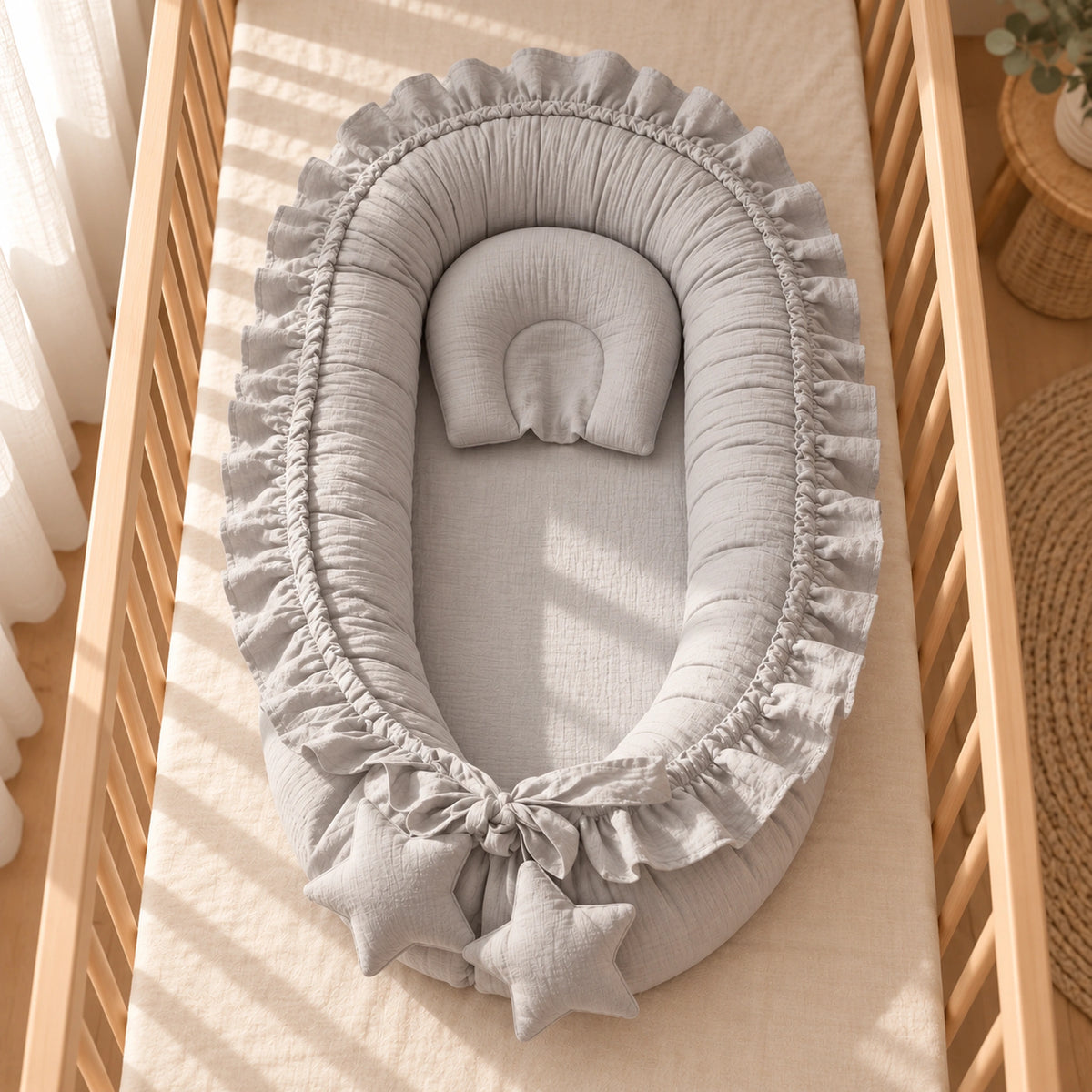 Nid de lit bébé Gris – vue du dessus