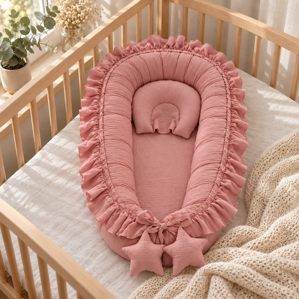 Nid de lit bébé Rose – vue en situation dans le berceau
