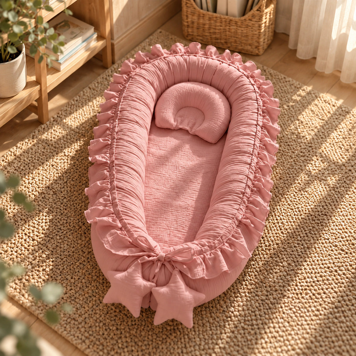 Nid de lit bébé Rose – ambiance de chambre naturelle