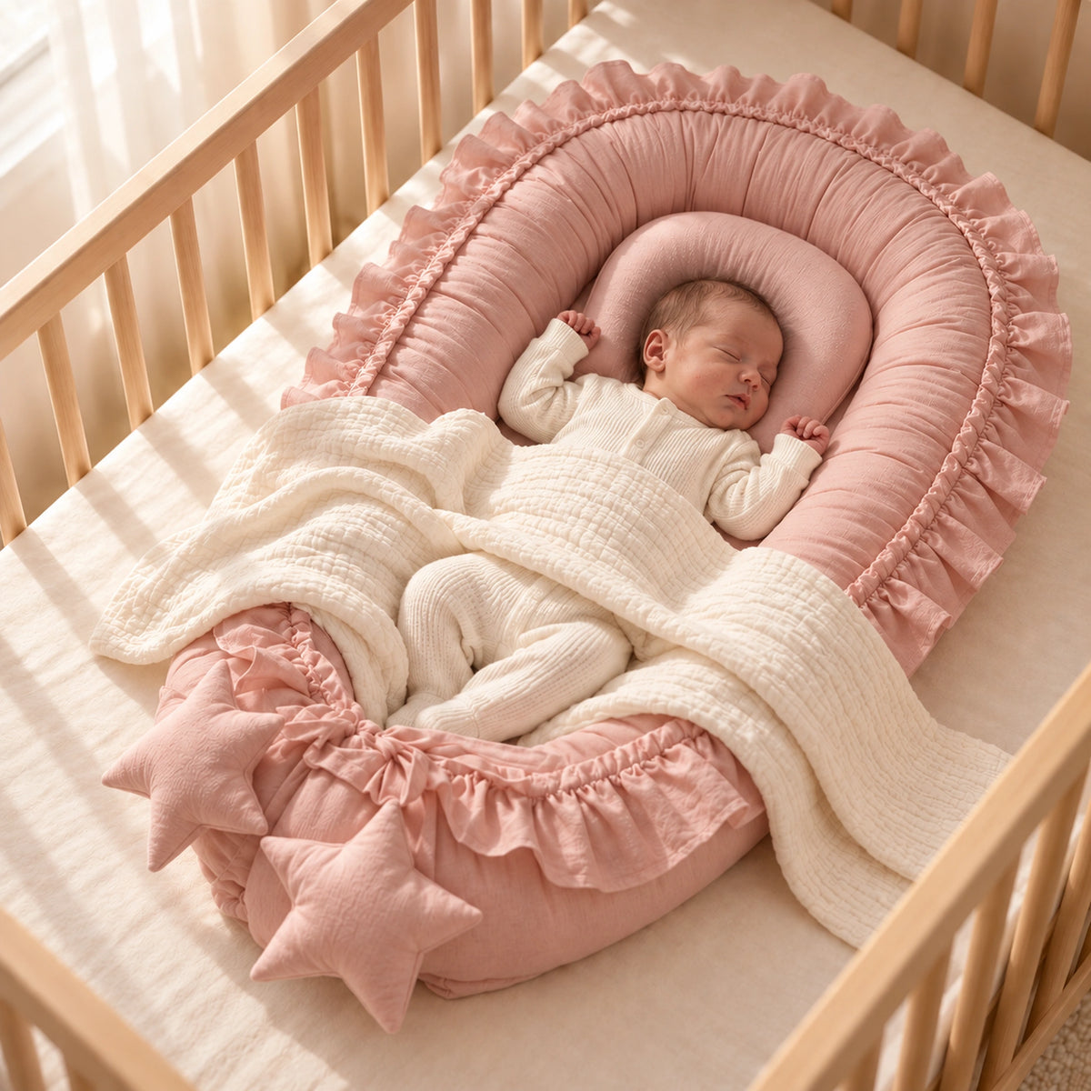 Nid de lit bébé Rose – bébé endormi