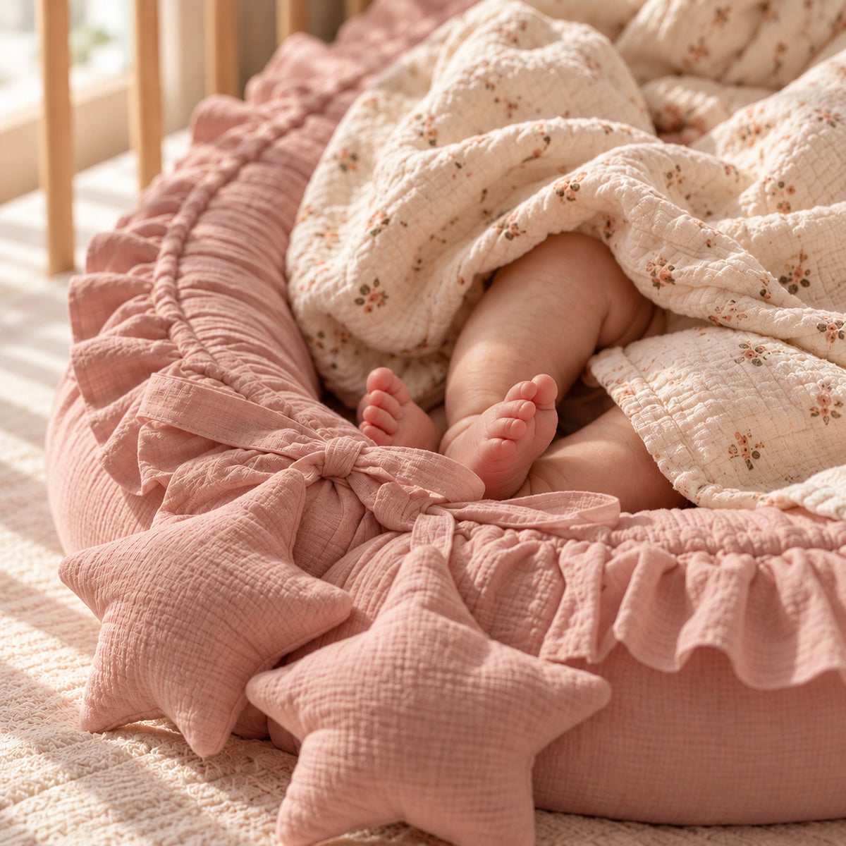 Nid de lit bébé Rose – détail petits pieds