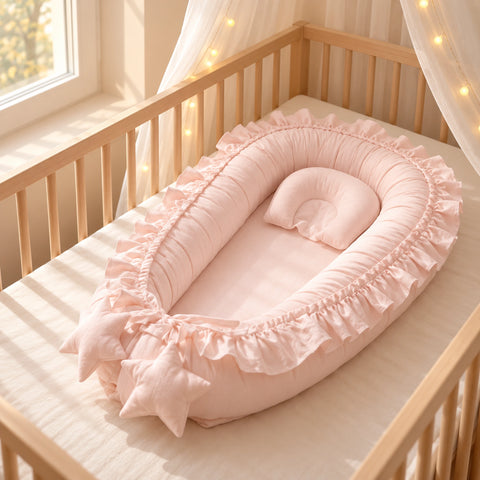 Nid de lit bébé en coton Rose clair – vue d’ensemble