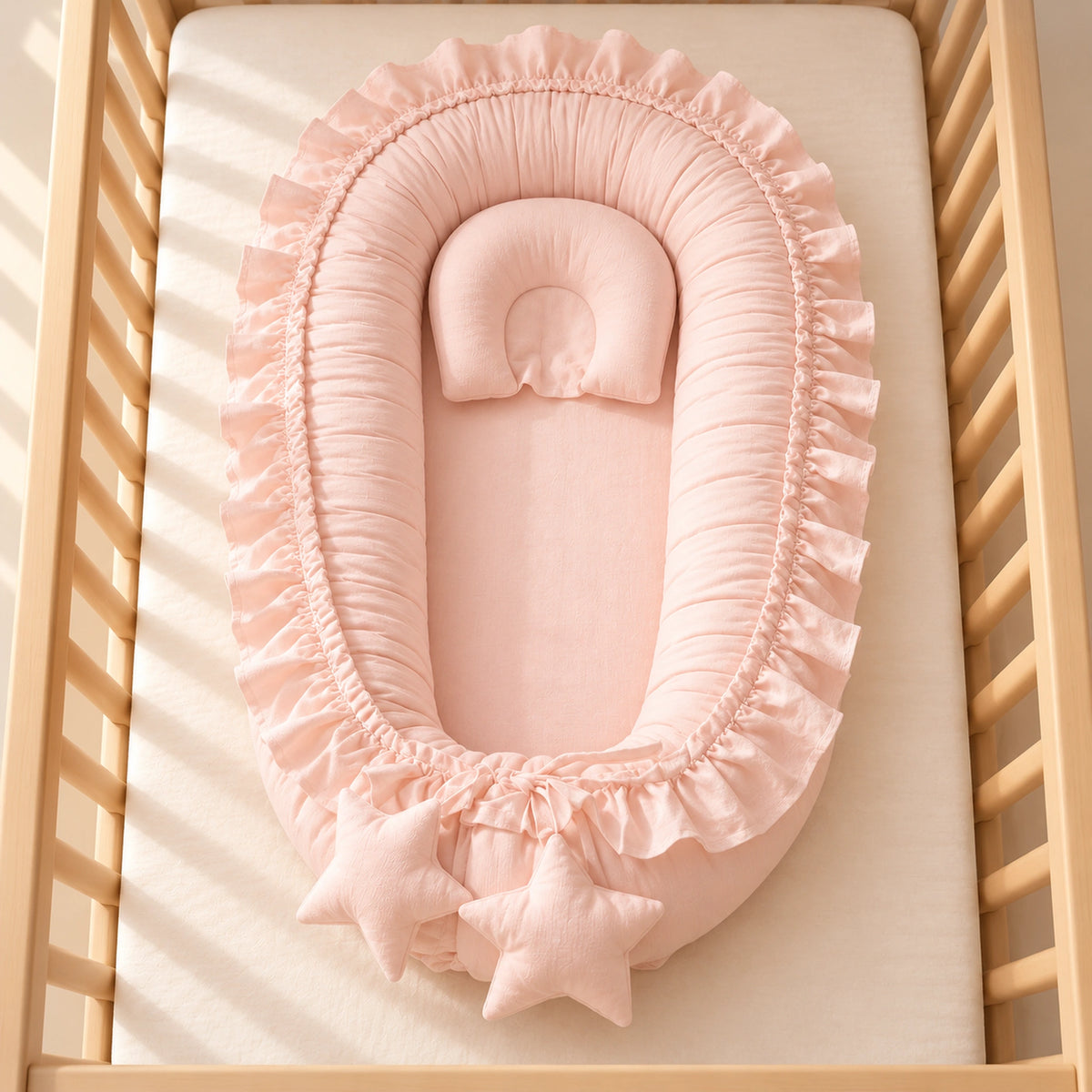 Nid de lit bébé Rose clair – vue du dessus