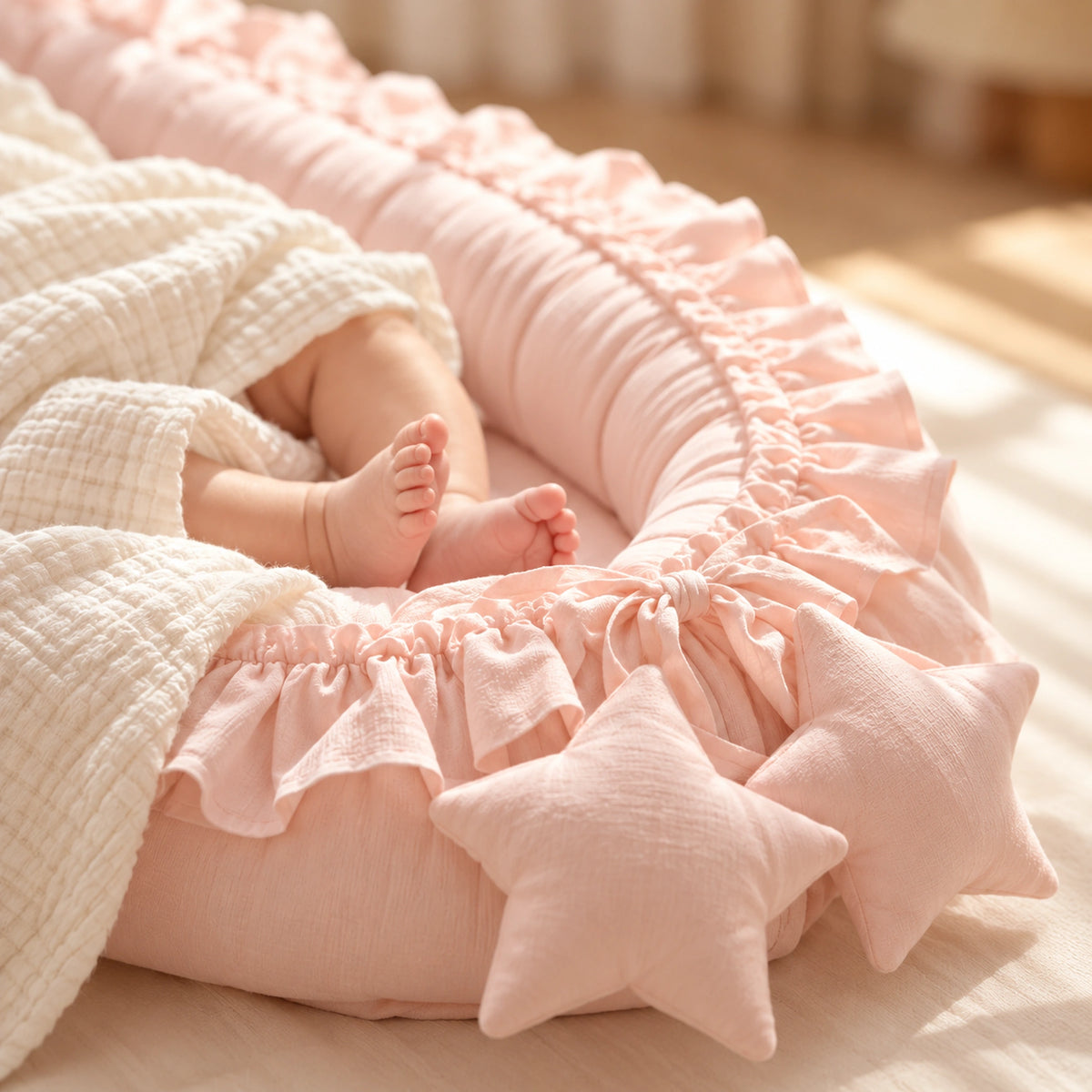 Nid de lit bébé Rose clair – détail petits pieds