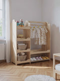 Armoire Enfant 4 Étagères + Tringle — MDF Naturel