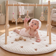 Arche d'Éveil avec Tapis Rond 2-en-1 – Bois & Coton