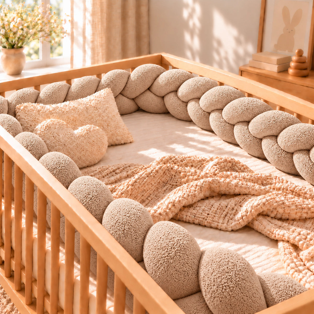Tour de lit bébé tressé Beige – lit bébé