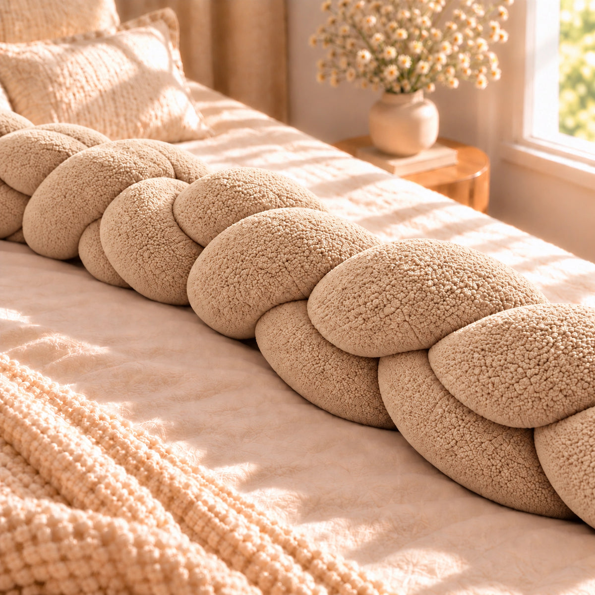 Tour de lit bébé tressé Beige – déplié