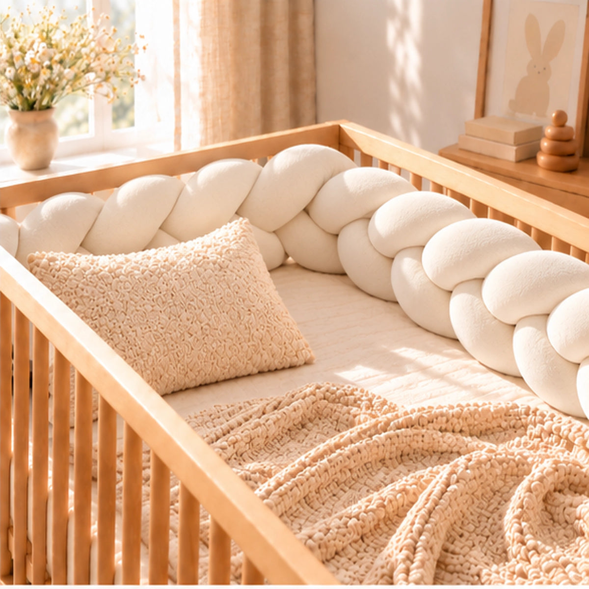 Tour de lit bébé tressé Blanc – lit bébé