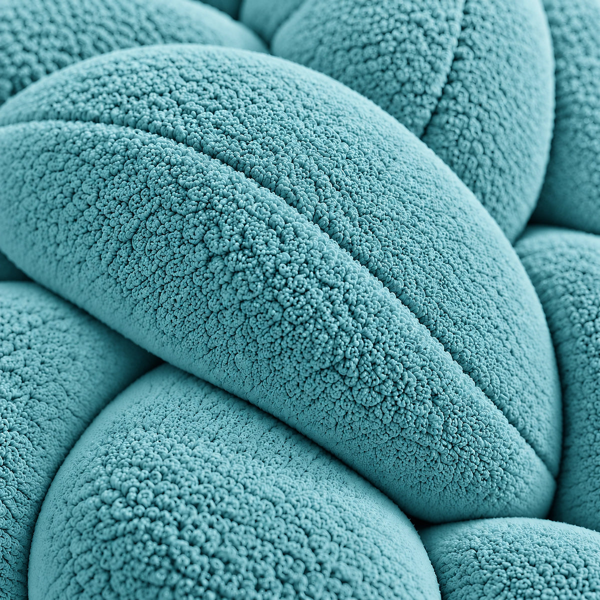 Tour de lit bébé tressé, coloris Bleu canard, macro de la texture du tissu