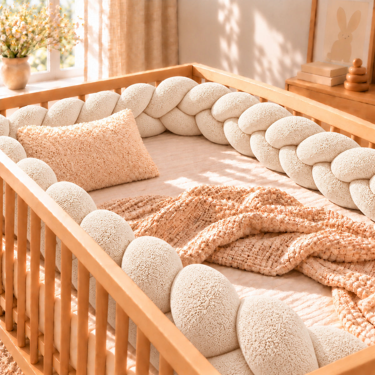 Tour de lit bébé tressé Écru – lit bébé