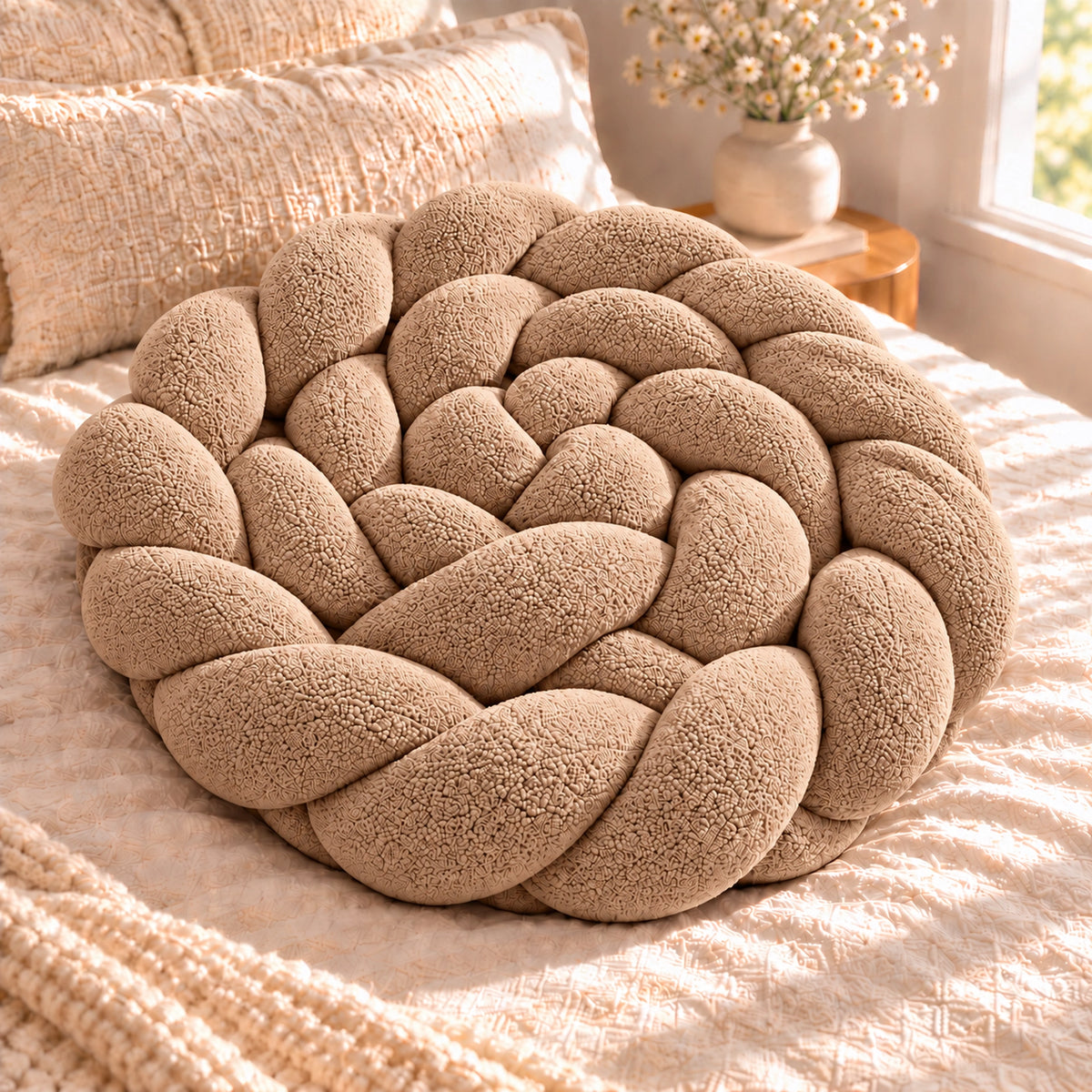 Tour de lit bébé tressé Sable – spirale