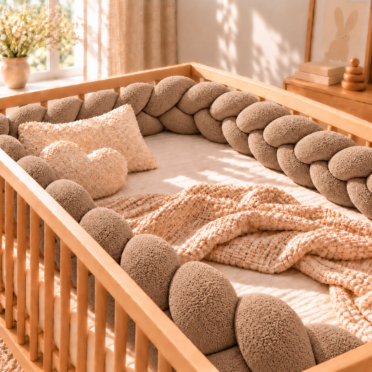 Tour de lit bébé tressé Sable – lit bébé