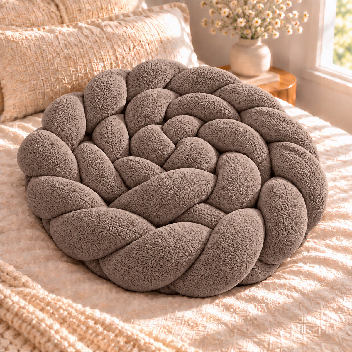 Tour de lit bébé tressé Taupe – spirale