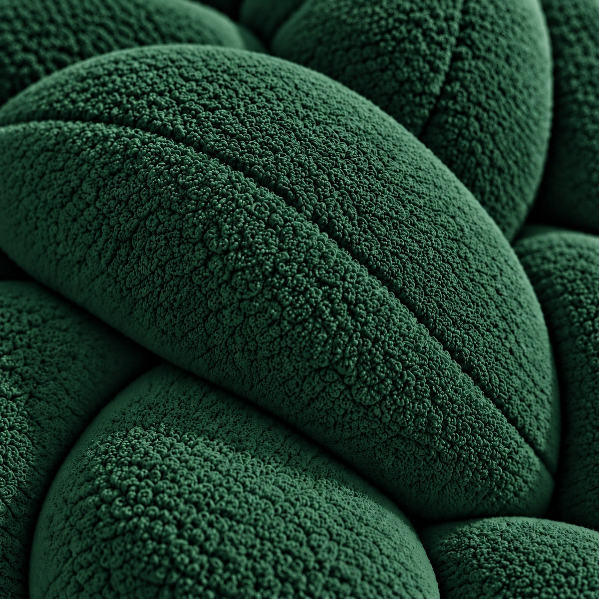 Tour de lit bébé tressé, coloris Vert sapin, macro de la texture du tissu
