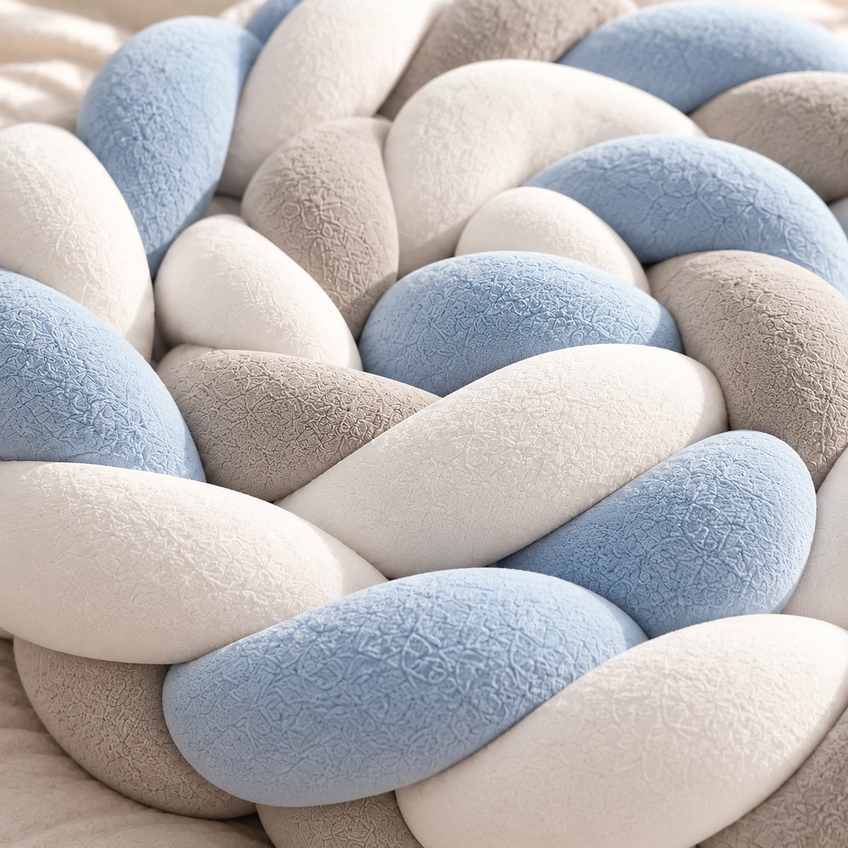 Tour de lit bébé tressé gris, bleu ciel et blanc — vue produit 5