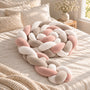 Tour de lit bébé tressé rose, blanc et taupe — vue produit 1