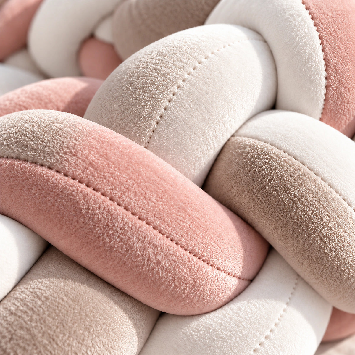 Tour de lit bébé tressé rose, blanc et taupe — vue produit 5